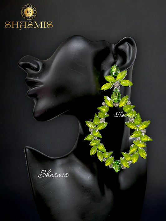 Lemon Color Rheinstone Long Prerto Earrings