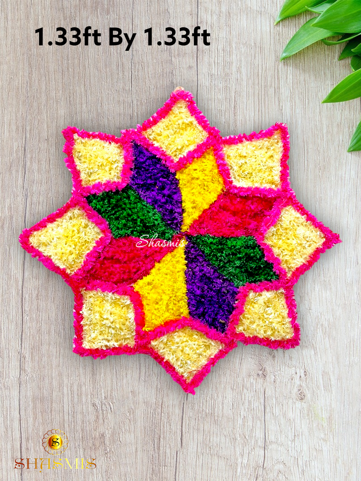 1.33ft by 1.33ft Star Design Rangoli Mat Ready made 