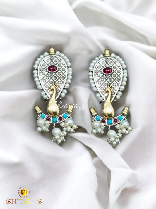 Peacock Design Pearl Earrings