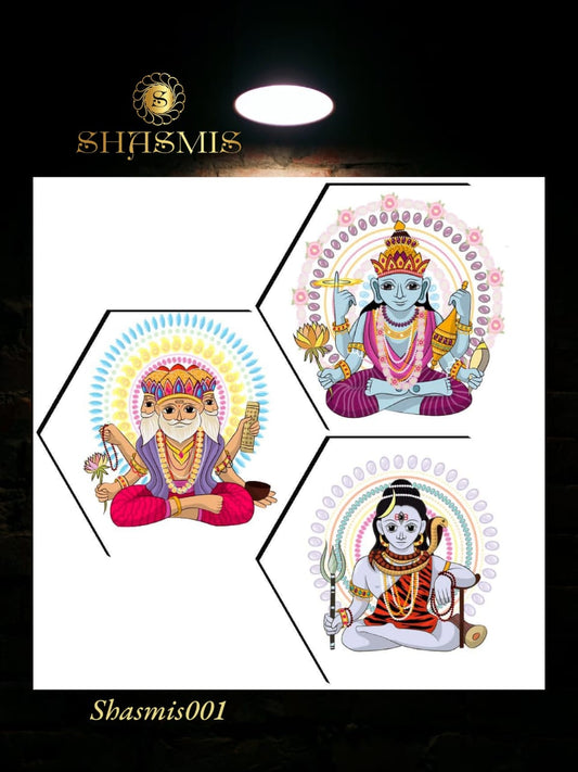 Idols Art Set of 3 Hexagon Wall Painting