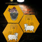 Yellow Shade Pichwai Hexagon Wall Painting Set Of 3