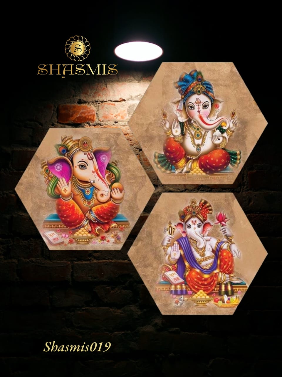 Bappa Design Set Of 3 Wall Hexagaon painting