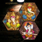 Ganesha Design With Instrument Set Of 3 Wall Hexagaon painting