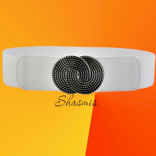 White Belt With Round Buckle
